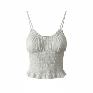 OPEN EDIT White Smocked Women's Top